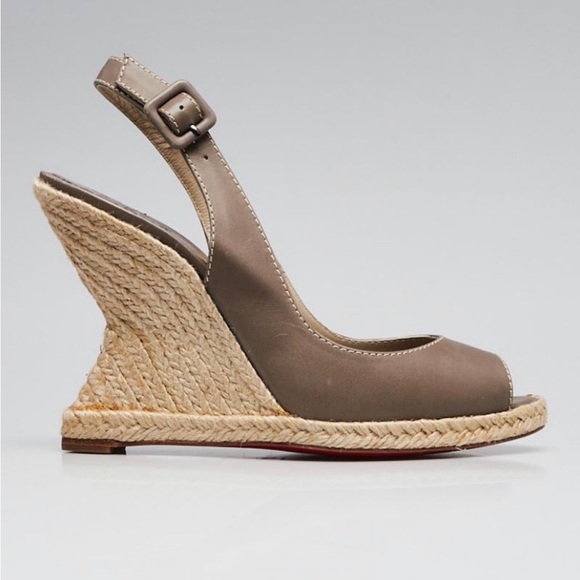 Christian Louboutin Shoes - Christian Louboutin espadrille taupe grey wedges size 38
